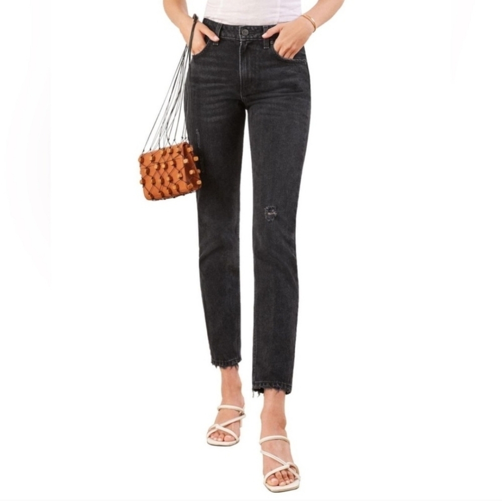 Reformation Julia High Cigarette Jeans Pacific Wash (Black) Size: 27